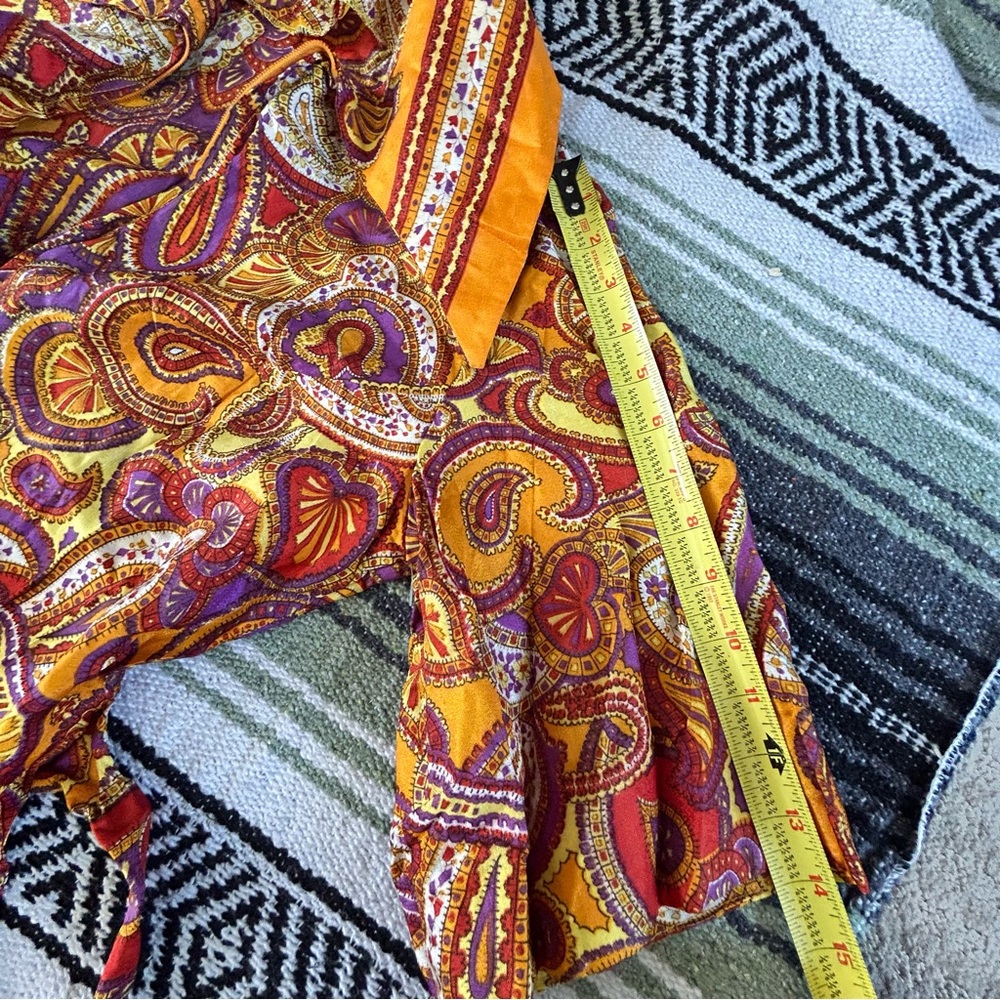 Vintage 70s orange and purple point collar minidress - Picture 3 of 7